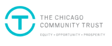 The Chicago Community Trust logo with a blue circular “T” symbol, the organization’s name to the right, and the words “Equity • Opportunity • Prosperity” below.