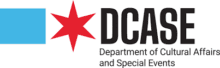 DCASE logo with a blue square, red six-pointed star, and black text reading "DCASE Department of Cultural Affairs and Special Events.